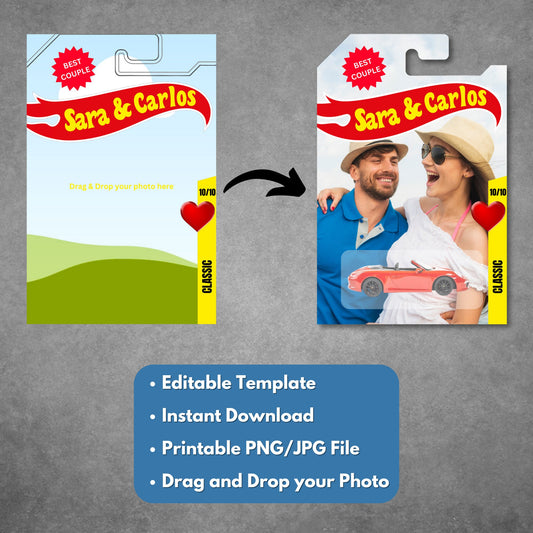 Couple Toy Car Gift Tag Template – Editable & Printable in Canva